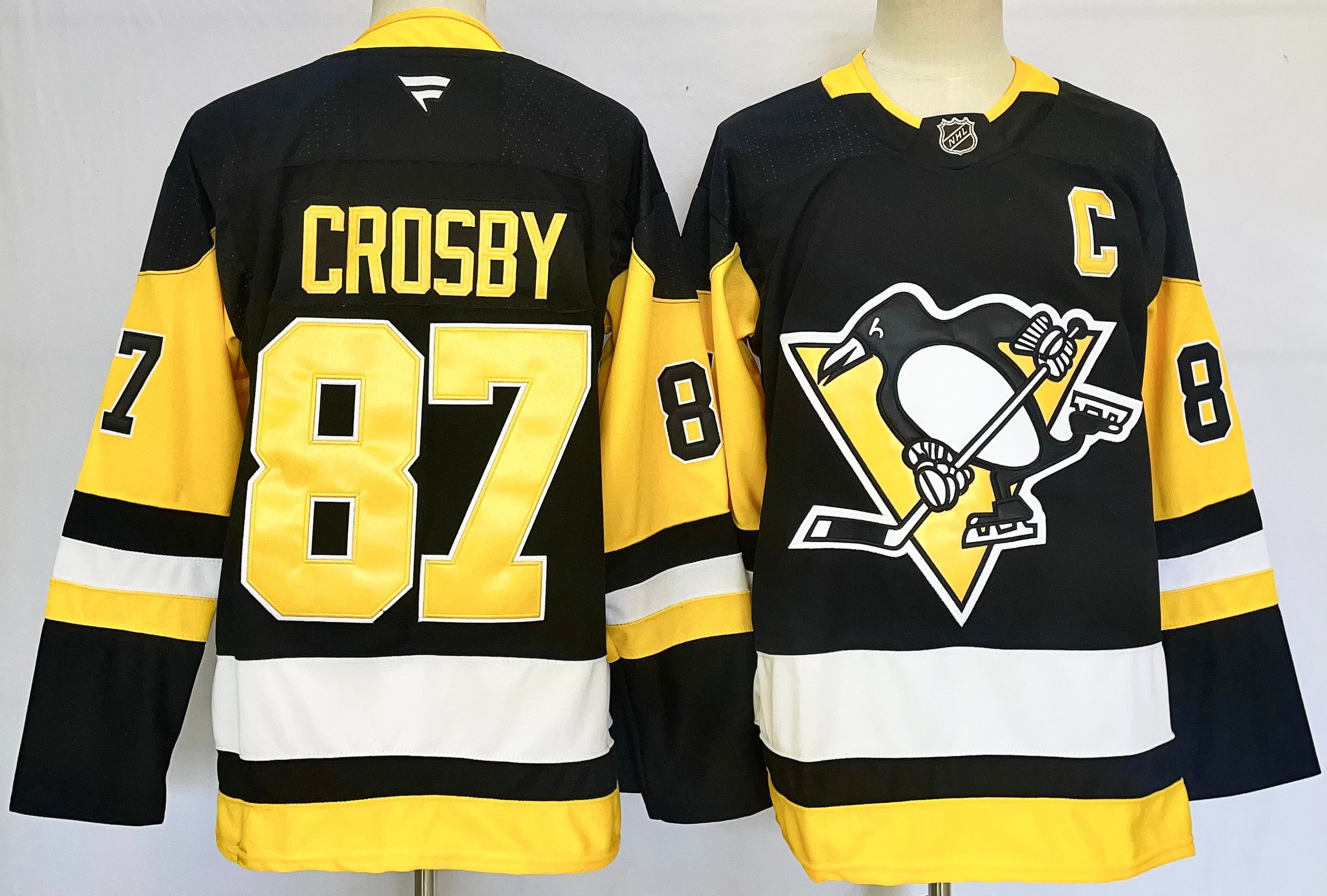 Men Pittsburgh Penguins #87 Crosby Black 2025 Home Premier Player NHL Jersey
